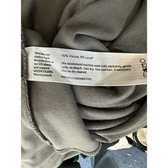 Eileen Fisher 3/4 Sleeve Knit Dress Size Small A Line Stretch Career Wear Gray - Picture 9 of 9